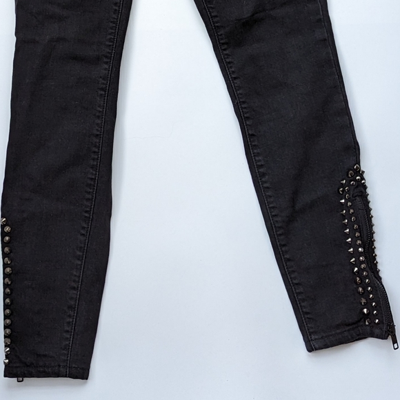 Current/Elliott Black Jeans with Studs on Ankle Zip, Size 25 - Picture 2 of 5